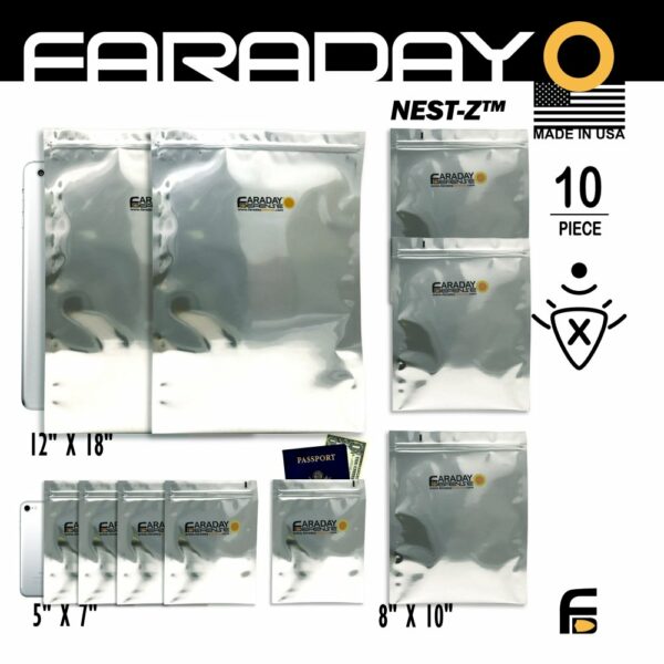 10pc Large-Kit ESD/EMP 7.0mil Faraday Bags - NEST-Z
