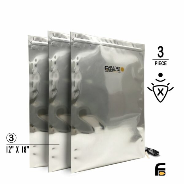 3pc 12x18 X-Large Laptop ESD/EMP 7.0mil Faraday Bags