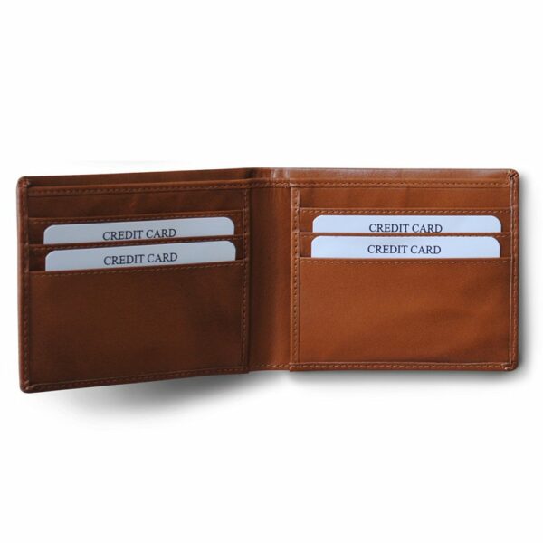 RFID Blocking Men's Bifold Wallet - Genuine Deluxe Camel Leather, ID Theft Protection