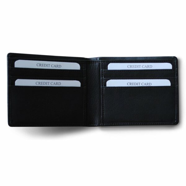 RFID Blocking Men's BiFold Wallet - Genuine Deluxe Black Leather, ID Theft Protection