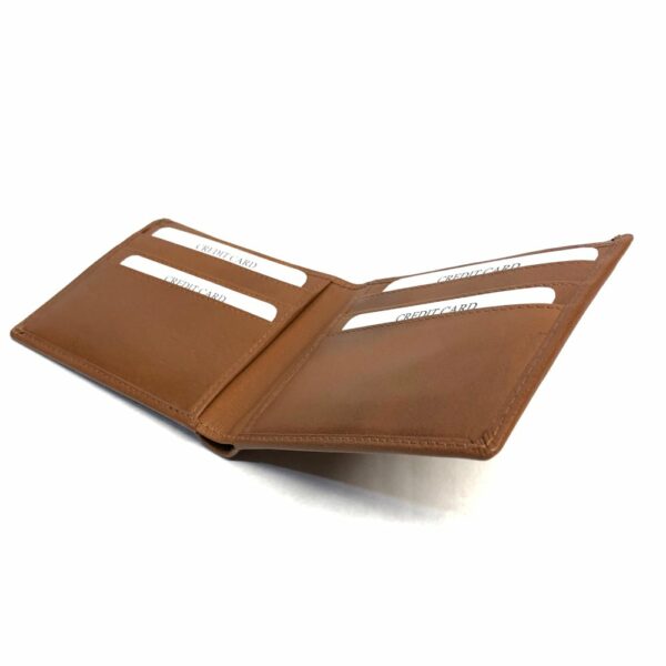 RFID Blocking Men's Bifold Wallet - Genuine Deluxe Camel Leather, ID Theft Protection
