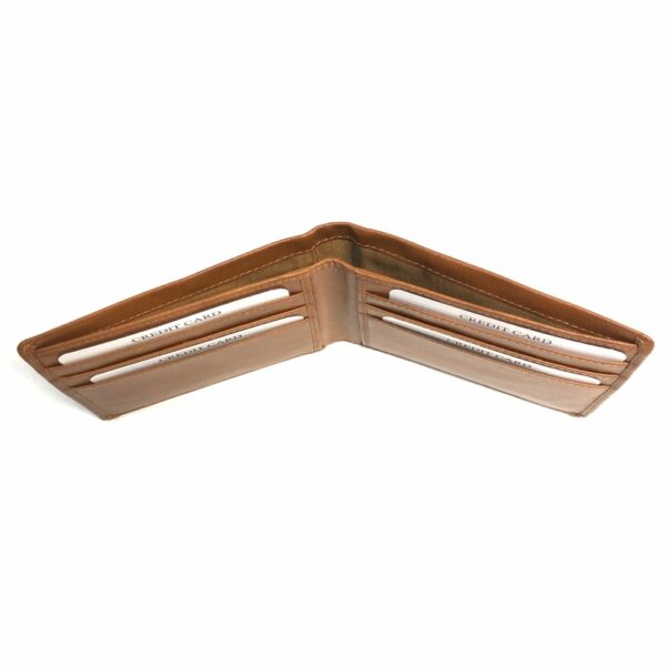 RFID Blocking Men's Bifold Wallet - Genuine Deluxe Camel Leather, ID Theft Protection