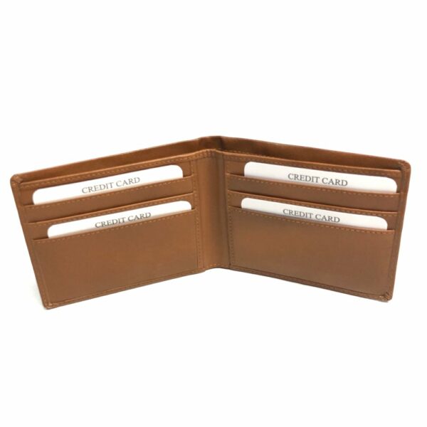 RFID Blocking Men's Bifold Wallet - Genuine Deluxe Camel Leather, ID Theft Protection