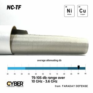 CYBER NC-TF Faraday Fabric EMF RF Shielding Nickel Copper Taffeta Fabric Roll 42" x 1'