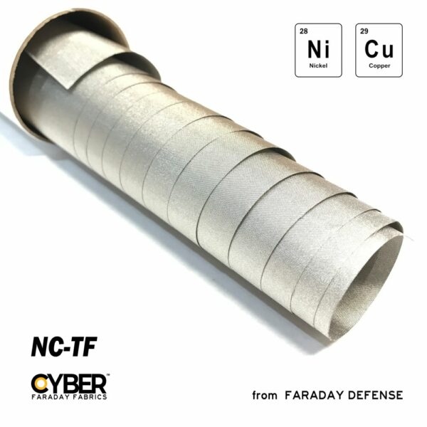 CYBER NC-TF Faraday Fabric EMF RF Shielding Nickel Copper Taffeta Fabric Roll 42" x 1'